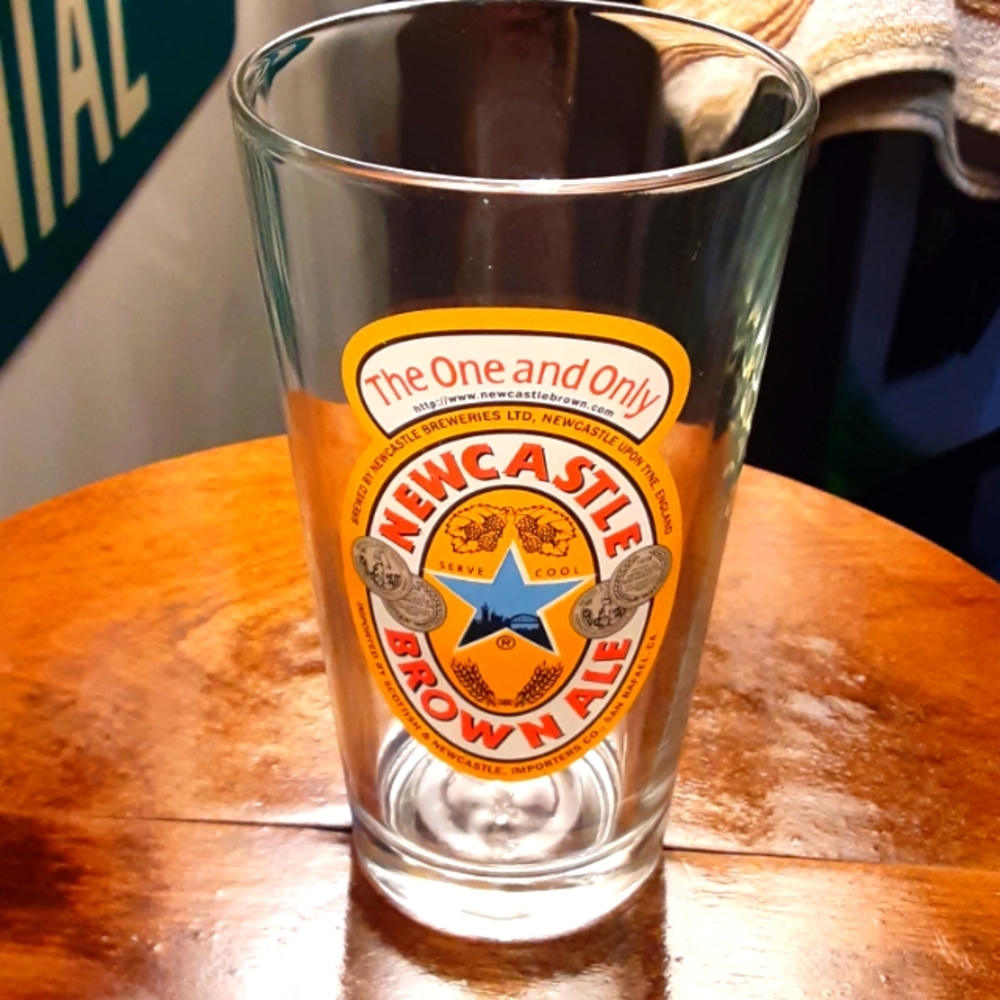Newcastle Brown ale pint glass